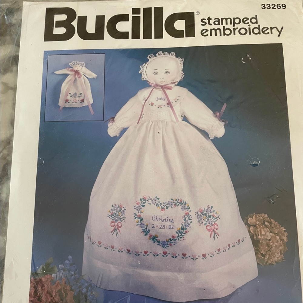 1992 BUCILLA KEEPSAKE PILLOWCASE DOLL KIT W/ GUARDIAN ANGEL 17" EMBROIDERY 33269